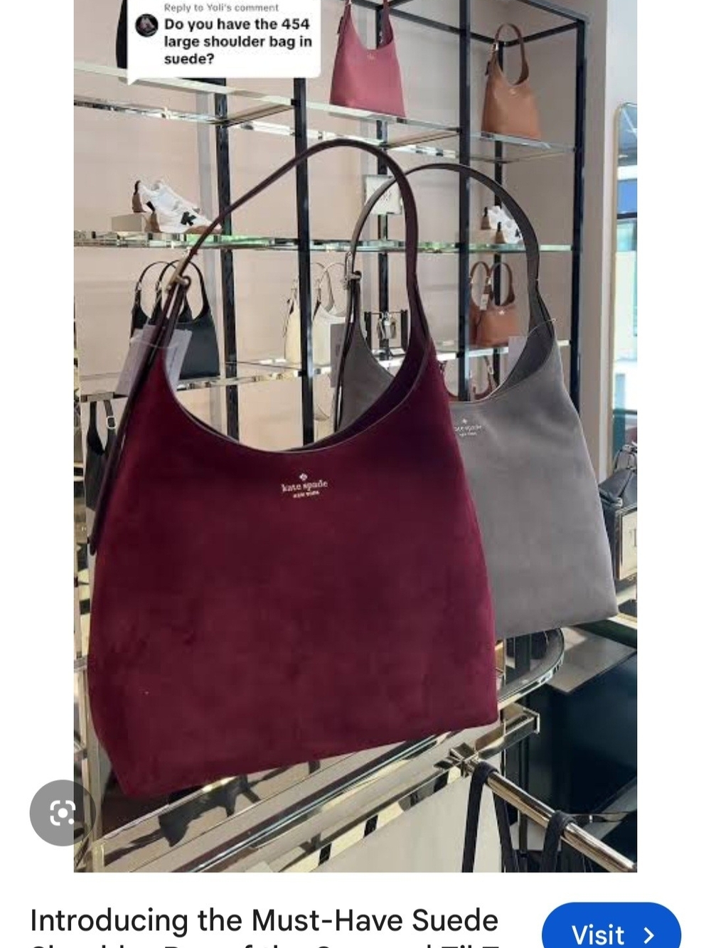kate spade Large 454 Burgundy Suede Shoulder Bag - Picture 13 of 16